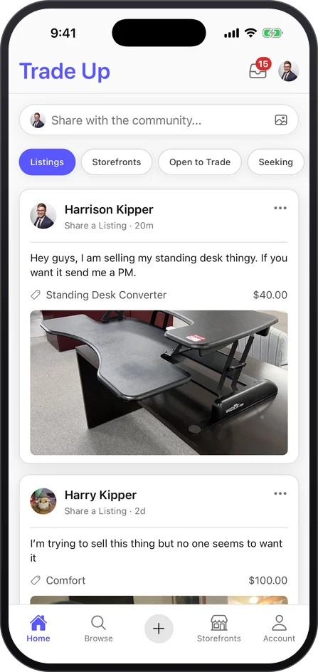 Trade Up — Home feed